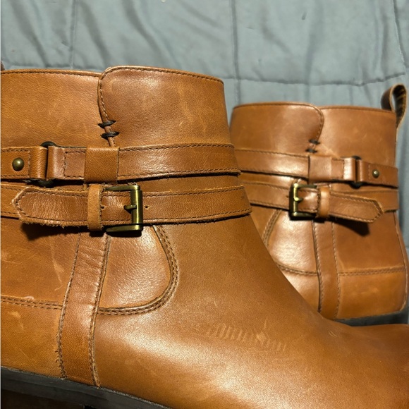 CLARKS Pita Austin Tan Leather Boots Womens Size 8 - Picture 6 of 10